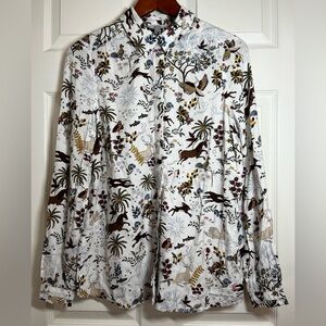 Joules White Floral Button Down Kalina Shirt Size 6